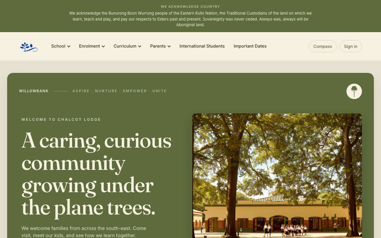 Plane Trees school website template