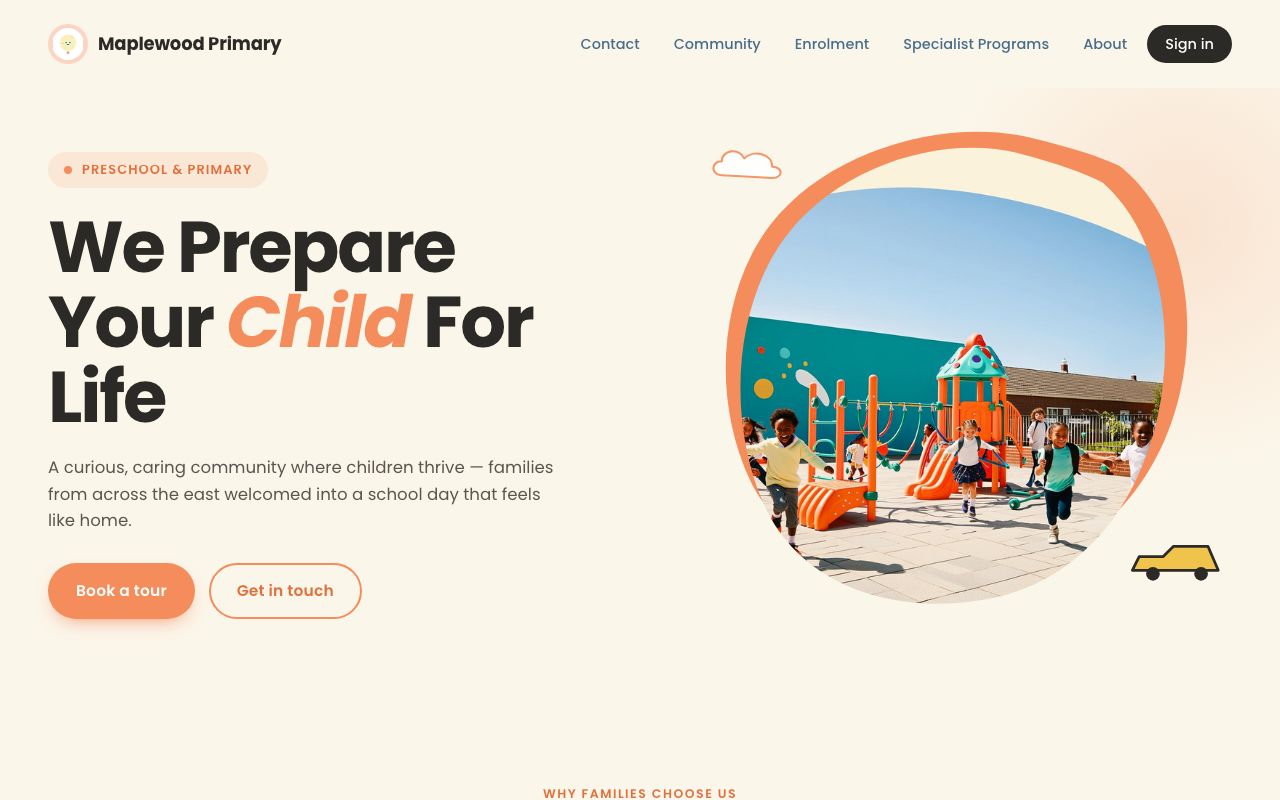 Sunshine school website template